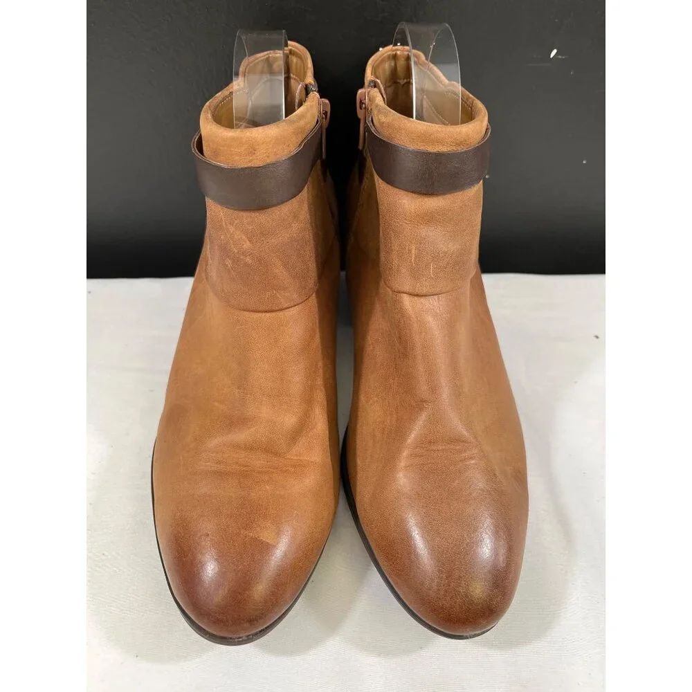 Clarks Womens Tan Ankle Heel Boots Size 8.5M SKU 6601 - Picture 2 of 9